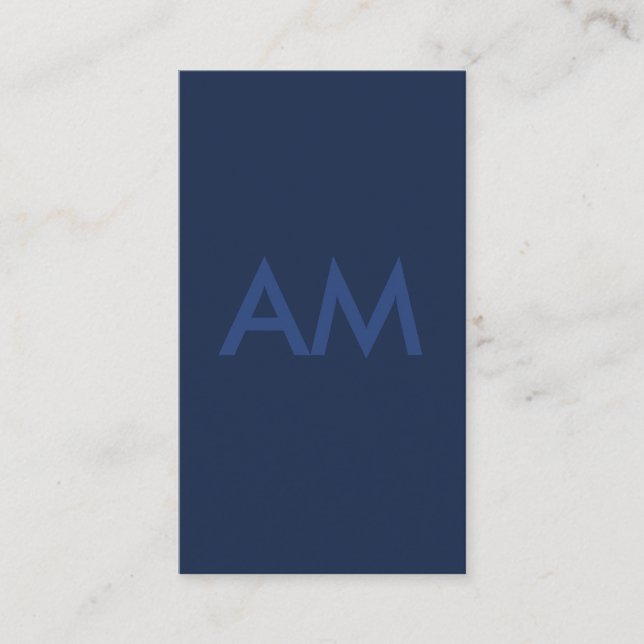 Minimalist Monogram Blue Business Card (Front)
