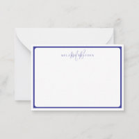 Minimalist Monogram Blue Pointed Curve Border