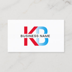 Minimalist Monogram Blue & Red Text Logo Business Card