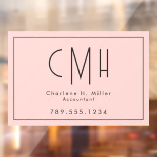 Minimalist Monogram Blush Pink Modern Professional