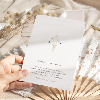 Minimalist Monogram Botanical Wedding Invitation