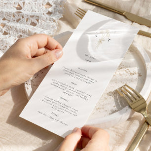 Minimalist Monogram Botanical Wedding Menu