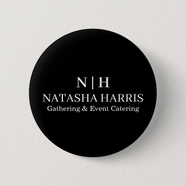 Minimalist Monogram Branding with Custom Business  6 Cm Round Badge (Front)