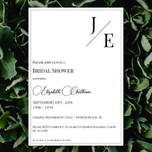 Minimalist Monogram Bridal Shower Invitation