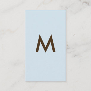 Minimalist Monogram Brown Blue Background Business Card