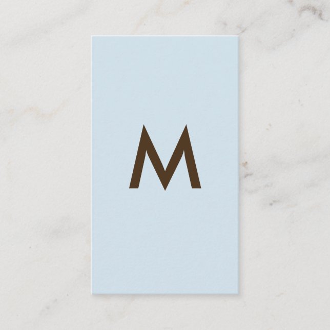 Minimalist Monogram Brown Blue Background Business Card (Front)