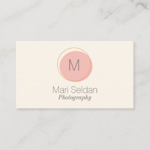 Minimalist Monogram Circle in Blush Pink and Cream Business Card