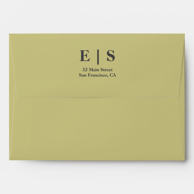 Minimalist Monogram Couple Photo Wedding Envelope (Back (Top Flap))