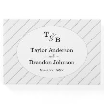 Minimalist Monogram Custom Grey Striped Wedding