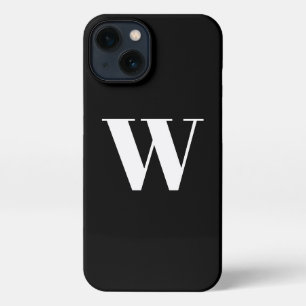 Minimalist monogram custom initial plain black iPhone 13 case
