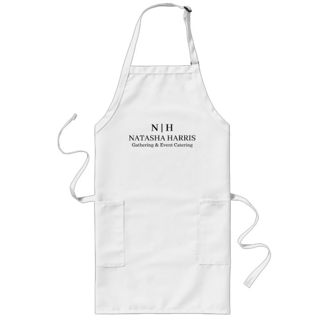 Minimalist Monogram & Custom Logo Pocket Design Long Apron (Front)