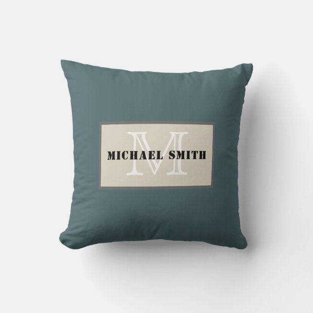 Minimalist Monogram Deep Space Sparkle Background Cushion (Front)