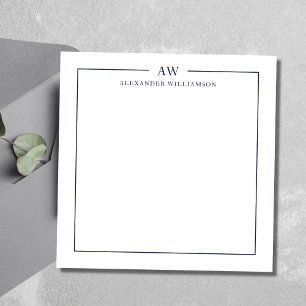 Minimalist Monogram Denim Blue Note Card