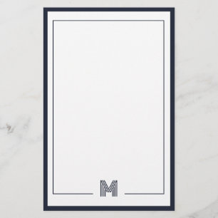 Minimalist Monogram Double Border Stationery