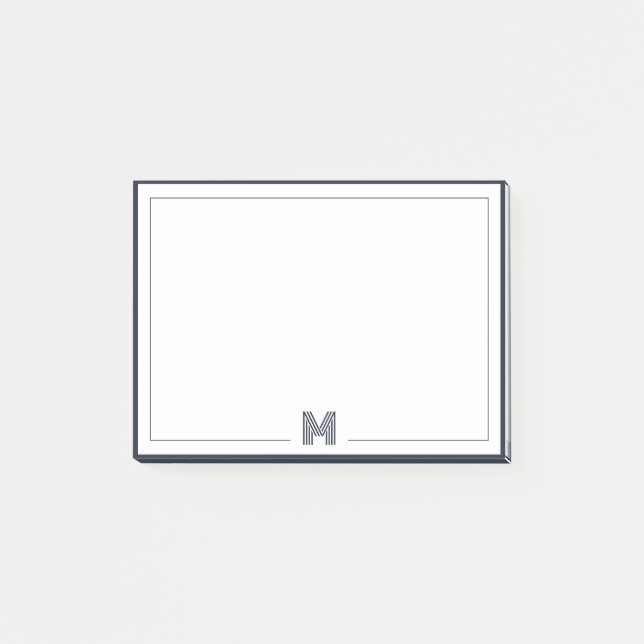 Minimalist Monogram Double Border Stationery Post-it Notes (Front)