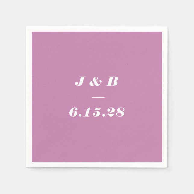 Minimalist Monogram Dusty Purple Wedding Custom Napkin (Front)