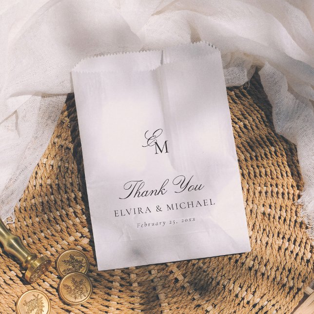 Minimalist Monogram Editorial Wedding Thank You Favour Bags (Creator Uploaded)