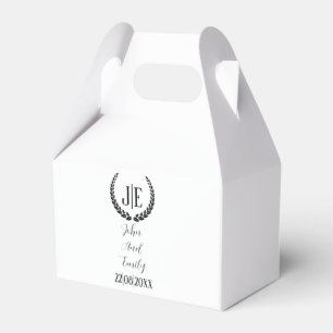 Minimalist monogram elegant black & white wedding  favour box