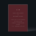 Minimalist Monogram Elegant Burgundy Wedding Invitation<br><div class="desc">This deep burgundy wedding design uses clean serif typography and a minimal layout for a refined, modern look. The centered monogram and spacious text arrangement give it a calm, elegant feel that pairs well with contemporary, formal, or city weddings. The rich color sets a warm, sophisticated tone for your celebration....</div>