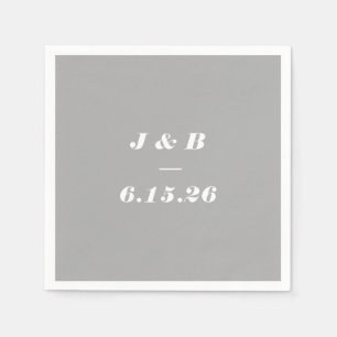 Minimalist Monogram Elegant Grey Stylish Wedding Napkin