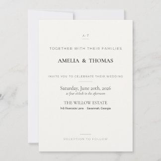 Minimalist Monogram Elegant Wedding Invitation