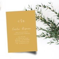 Minimalist Monogram Floral Dusty Yellow Wedding