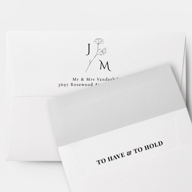 Minimalist Monogram Floral Wedding Envelope (Creator Uploaded)