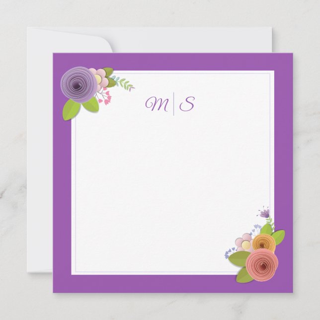 Minimalist  Monogram Floral Wreath Personalised Thank You Card (Front)