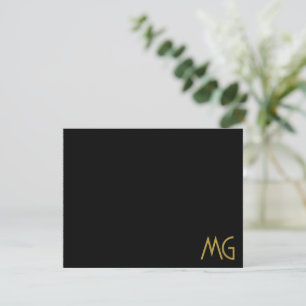  Minimalist Monogram Gold Black Initials Card