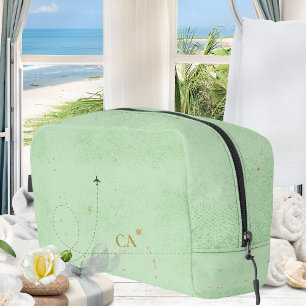 Minimalist Monogram Gold Sage Green Aeroplane Dopp Kit
