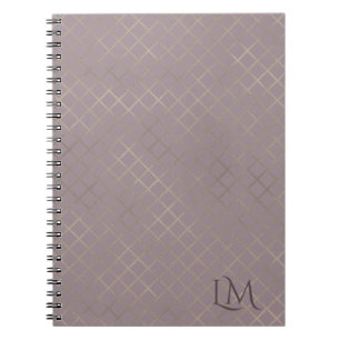 Minimalist Monogram Gold & Tulip Taupe Notebook
