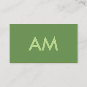 Minimalist Monogram Green Business Card