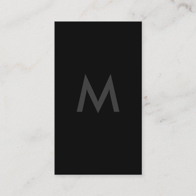 Minimalist Monogram Grey Black Business Card (Front)