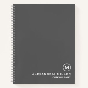 Minimalist Monogram Grey Notebook