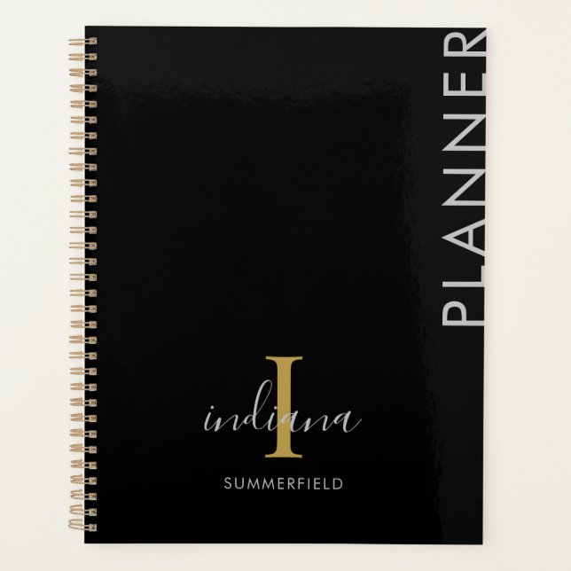 Minimalist Monogram Handwritten Script Name 2025 Planner (Front)
