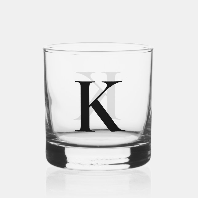 Minimalist Monogram Initial Letter Whiskey Glass (Front)