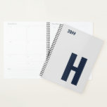 Minimalist Monogram Initial Silver Grey Blue 2022 Planner<br><div class="desc">Masculine Planner, with your choice of initial and editable year. This minimalist design features oversized sans serif typography in dark blue on a silver grey background. The template is set up for you to change the letter and edit the year. If you wish to edit the colours as well, please...</div>