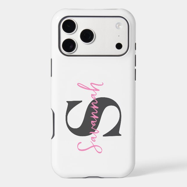 Minimalist Monogram Initial with Pink Script Name (Back)