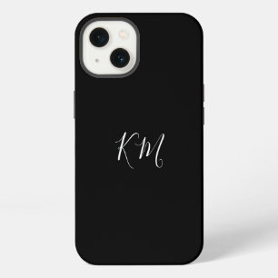 Minimalist monogram  initials black Phone Case