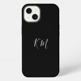 Minimalist monogram initials black Phone Case