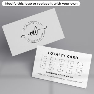 Minimalist Monogram Initials Business Logo Loyalty Card