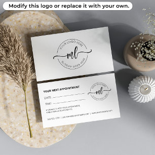 Minimalist Monogram Initials Logo White Appointment Card