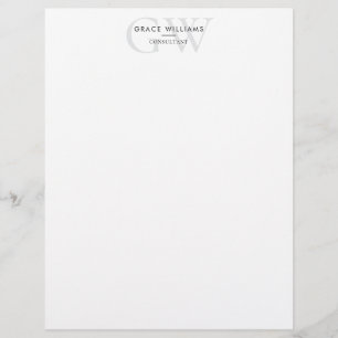 Minimalist Monogram Initials Professional Custom Letterhead