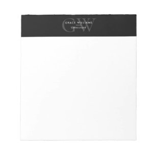 Minimalist Monogram Initials Professional Notepad
