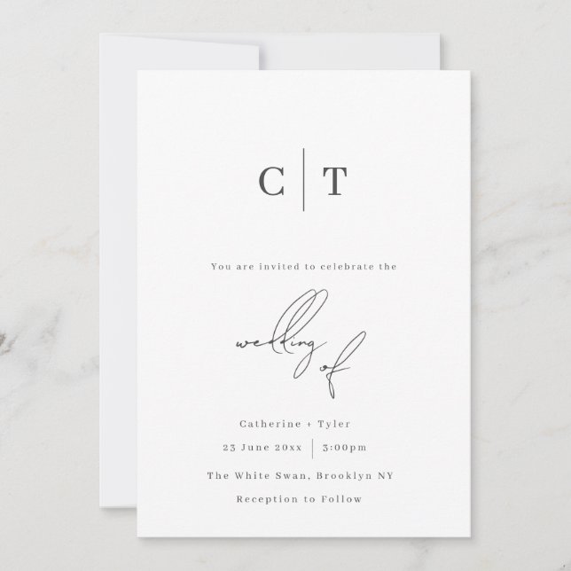 Minimalist Monogram Initials Wedding Invitation (Front)
