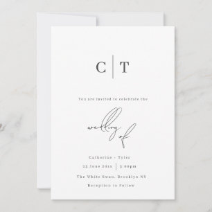 Minimalist Monogram Initials Wedding Invitation