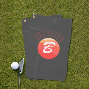 Minimalist monogram letter B coral orange  grey Golf Towel
