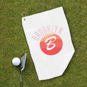 Minimalist monogram letter B coral orange  white Golf Towel
