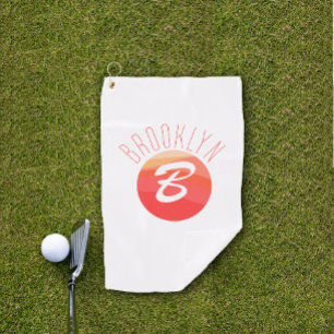 Minimalist monogram letter C coral orange  white Golf Towel