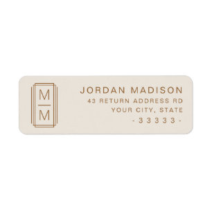Minimalist monogram light tan brown return address